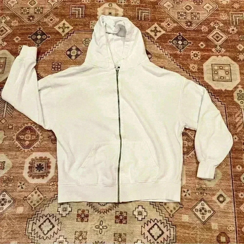 Subdued Full Zip White Hoodie